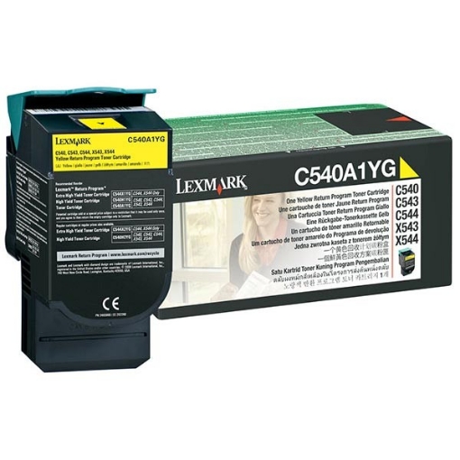 Picture of Lexmark C540A1YG OEM Yellow Toner Cartridge