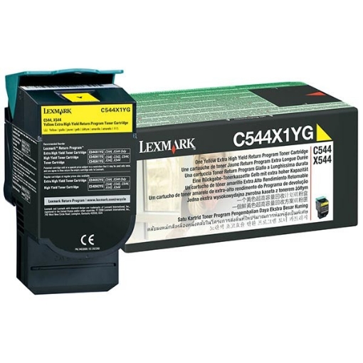 Picture of Lexmark C544X1YG OEM Yellow Toner Cartridge