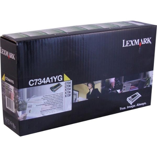 Picture of Lexmark C734A1YG (C734A2YG) OEM Yellow Toner Cartridge