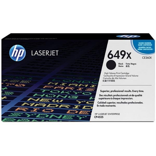 Picture of HP CE260X (HP 649X) OEM High Yield Black Laser Toner Cartridge