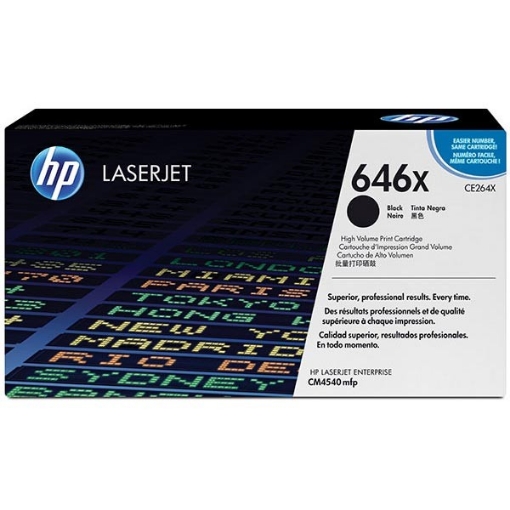 Picture of HP CE264X (HP 646X) OEM High Yield Black Laser Toner Cartridge