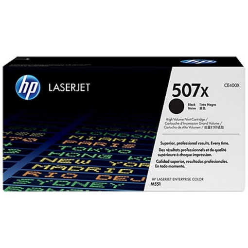 Picture of HP CE400X (HP 507A) OEM High Yield Black Toner Cartridge