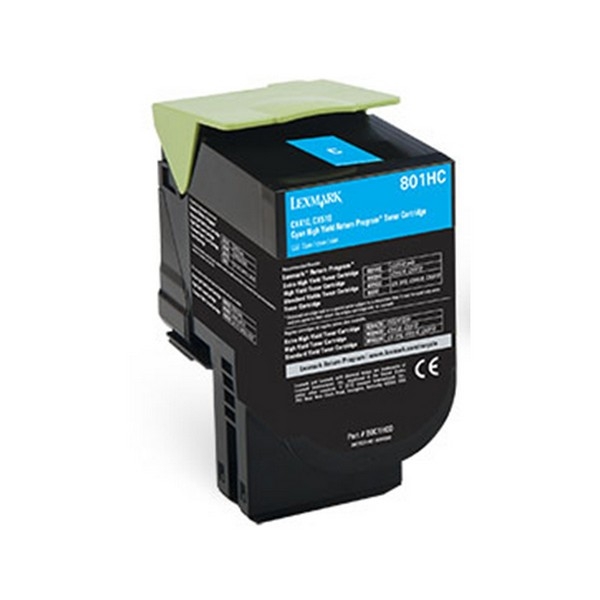 Show details for Compatible Lexmark 801HC (80C1HC0) Toner Cartridge, Cyan, 3K High Yield Picture of Compatible Lexmark 801HC (80C1HC0) Toner Cartridge, Cyan, 3K High Yield