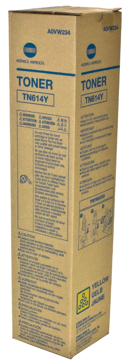 Picture of Konica Minolta A0VW234 (TN-614Y) Yellow Toner Cartridge (26000 Yield)