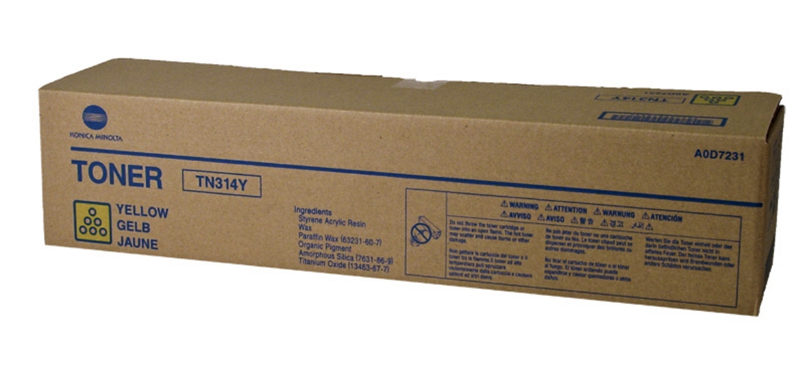 Picture of OEM Konica Minolta TN314Y (A0D7231) Toner Cartridge, Yellow, 20K Yield