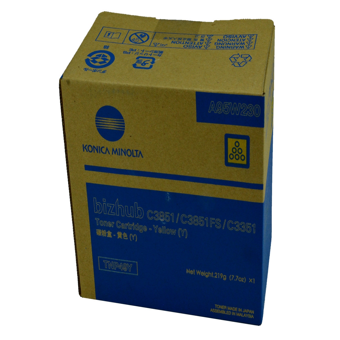 Picture of OEM Konica Minolta TNP49Y (A95W230) Toner Cartridge, Yellow, 12K Yield