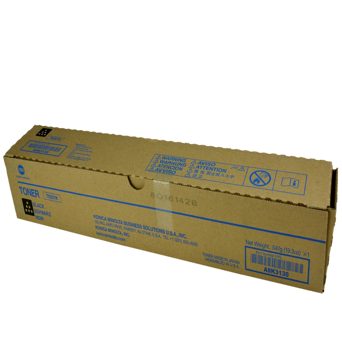 Picture of OEM Konica Minolta TN221K (A8K3130) Toner Cartridge, Black, 24K Yield