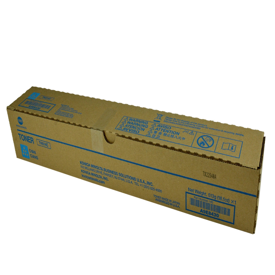 Picture of OEM Konica Minolta TN514C (A9E8430) Toner Cartridge, Cyan, 26K Yield