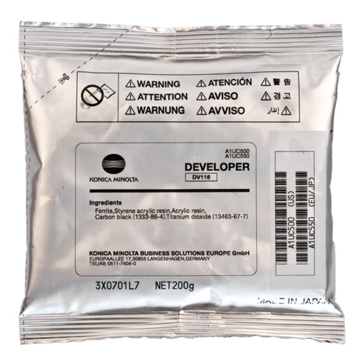 Picture of OEM Konica Minolta DV116 (A1UC500) Developer, Black, 55K Yield