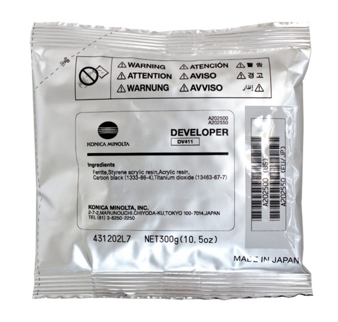 Picture of OEM Konica Minolta DV411 (A202500) Developer, Black, 80K - 121K Yield
