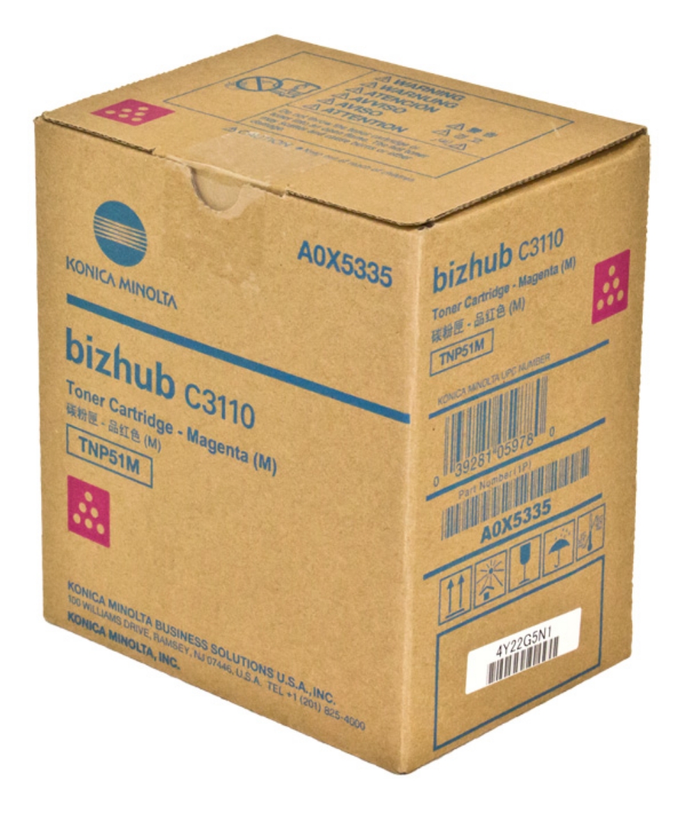 Picture of OEM Konica Minolta TNP51M (A0X5335) Toner Cartridge, Magenta, 6K Yield