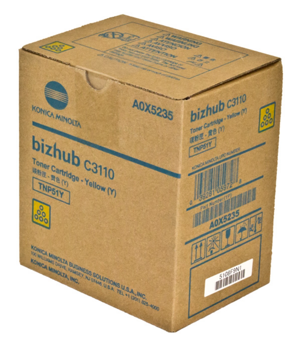 Picture of OEM Konica Minolta TNP51Y (A0X5235) Toner Cartridge, Yellow, 6K Yield