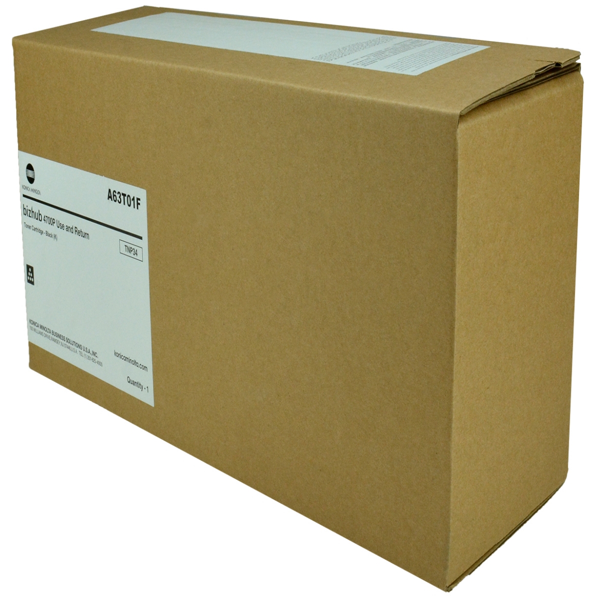 Picture of OEM Konica Minolta TNP34 (A63T01F) Toner Cartridge, Black, 20K Yield, Return Program