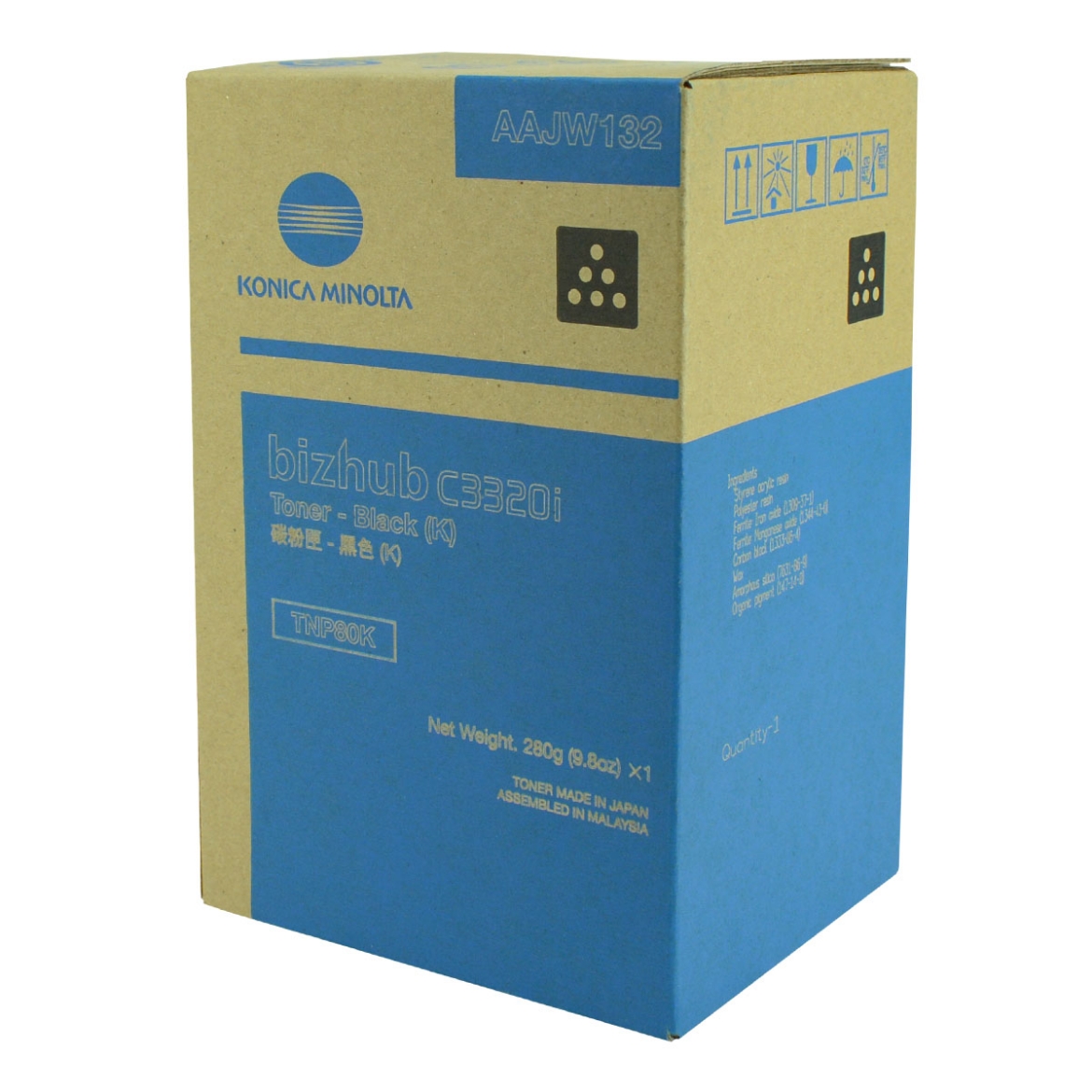 Picture of OEM Konica Minolta TNP80K (AAJW132) Toner Cartridge, Black, 13K Yield