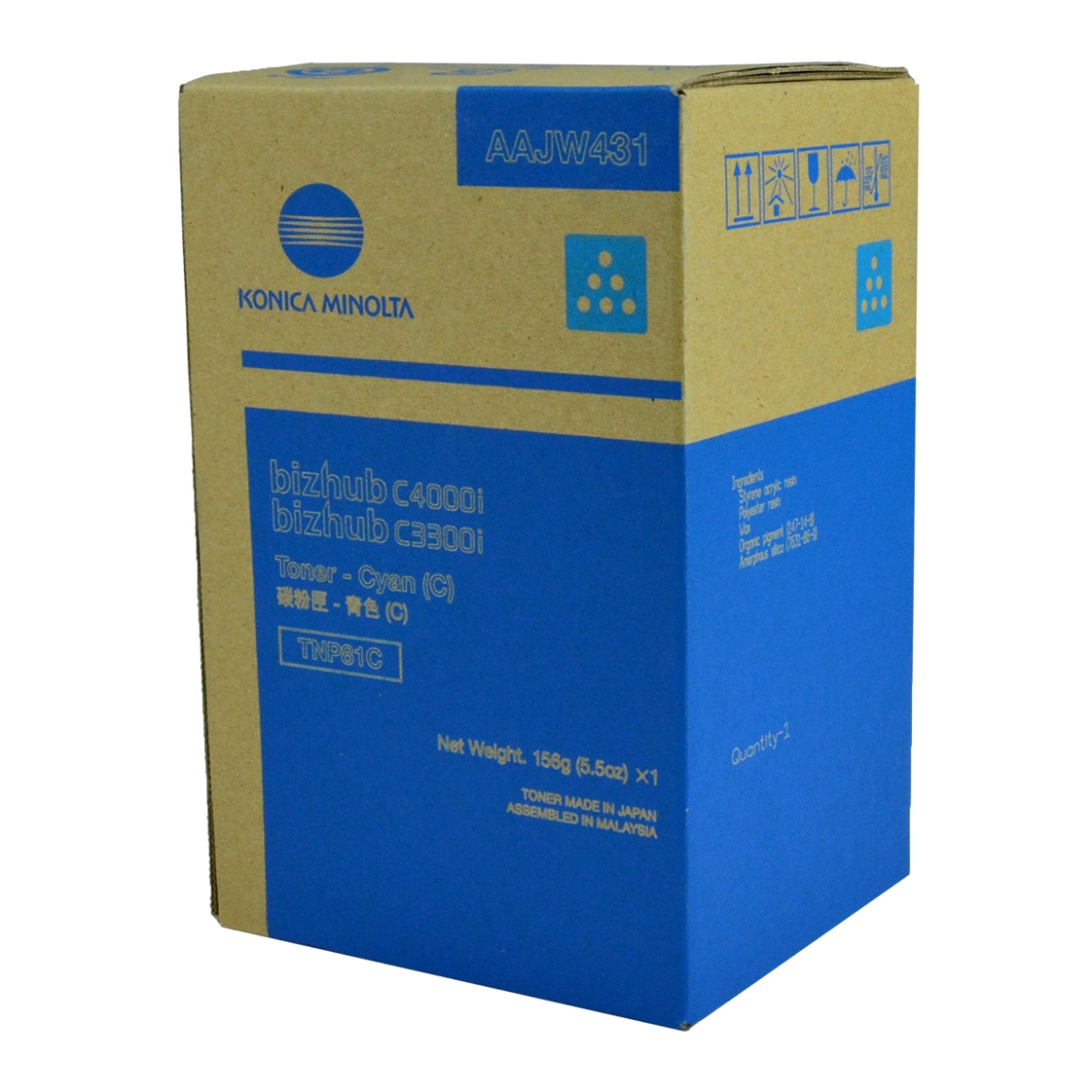 Picture of OEM Konica Minolta TNP81C (AAJW431) Toner Cartridge, Cyan, 9K Yield