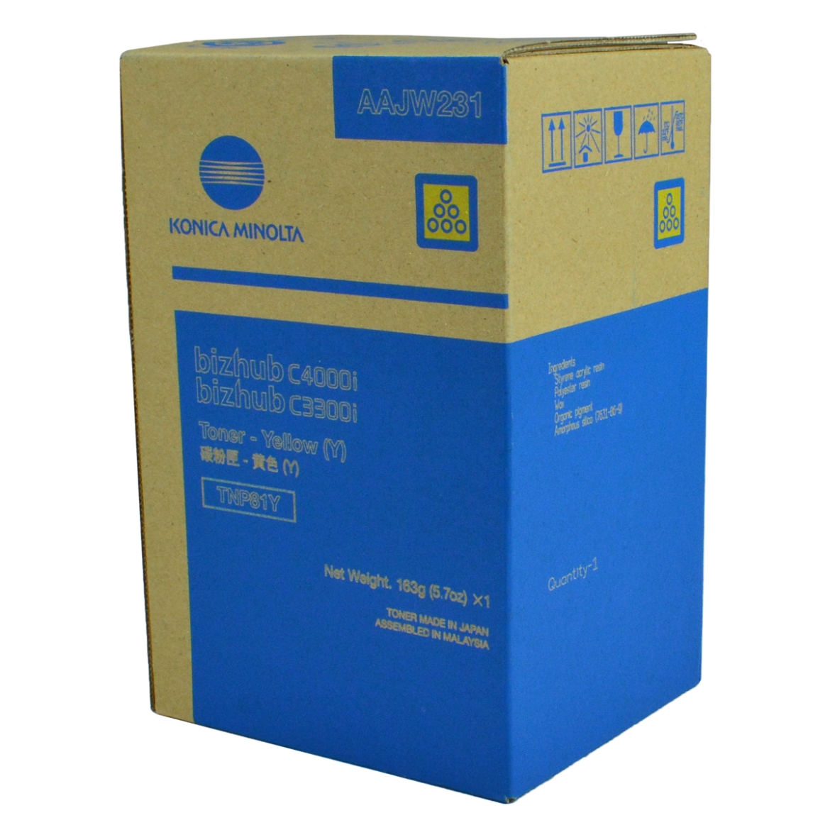 Picture of OEM Konica Minolta TNP81Y (AAJW231) Toner Cartridge, Yellow, 9K Yield