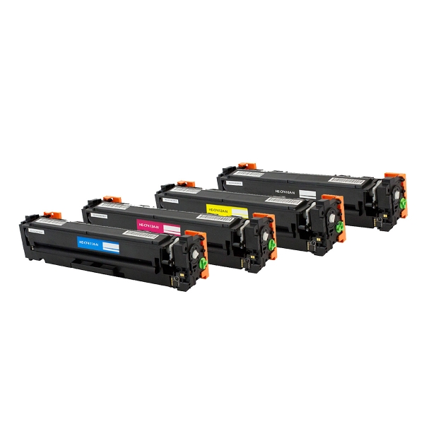 Show details for Compatible HP 410A (CF410A CF411A CF412A CF413A) Toner Cartridge, Black, 2.3K Yield, Color, 2.3K Yield, 4 Cartridge Value Pack Picture of Compatible HP 410A (CF410A CF411A CF412A CF413A) Toner Cartridge, Black, 2.3K Yield, Color, 2.3K Yield, 4 Cartridge Value Pack
