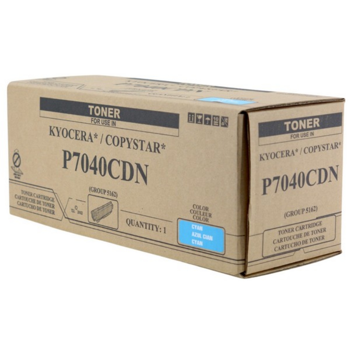 Picture of Compatible Kyocera Mita TK-5162C (1T02NTCUS0) Toner Cartridge, Cyan, 12K Yield, TAA Compliant, Made in USA