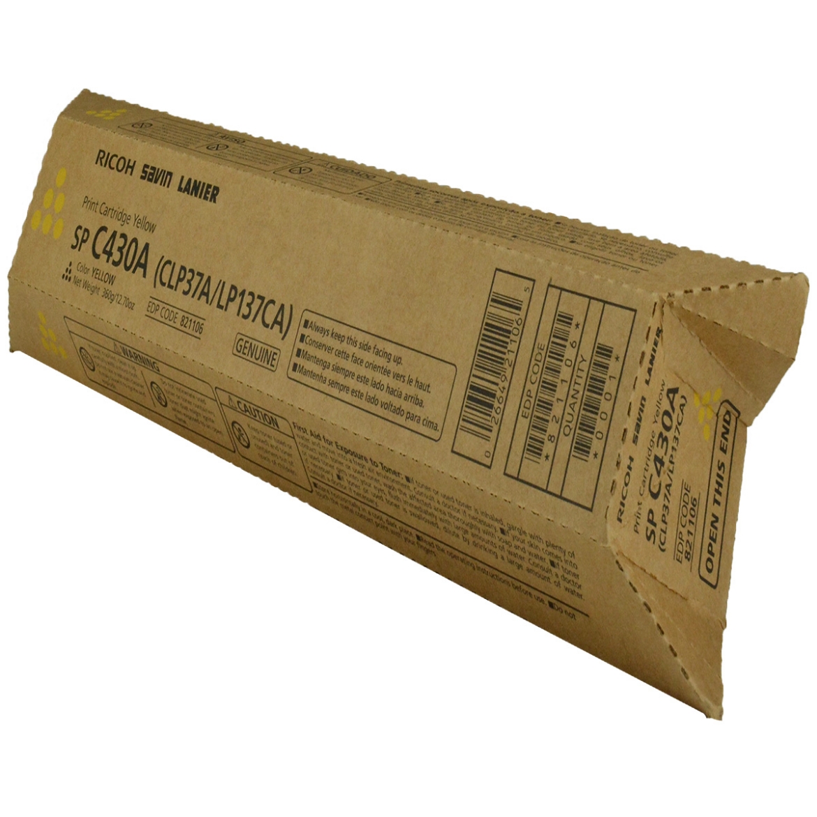 Picture of OEM Ricoh  (821106, 821302) Toner Cartridge, Yellow, 21K Yield