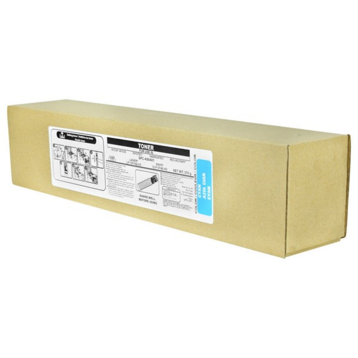 Picture of Compatible Ricoh SP C430A (821108) Toner Cartridge, Cyan, 21K Yield, TAA Compliant, Made in USA