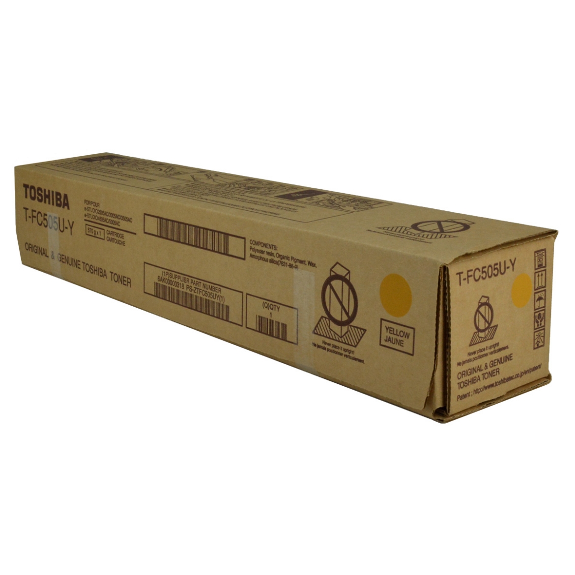 Picture of OEM Toshiba T-FC505U-Y (TFC505UY) Toner Cartridge, Yellow, 33.6K Yield