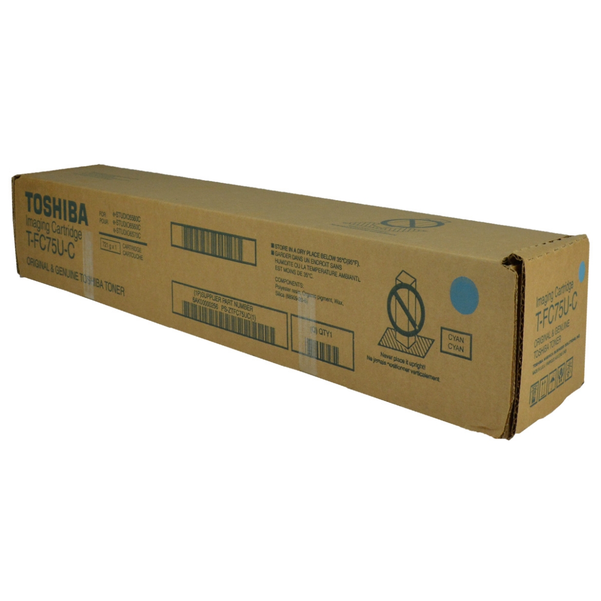 Picture of OEM Toshiba T-FC75U-C (TFC75UC) Toner Cartridge, Cyan, 29.5K Yield