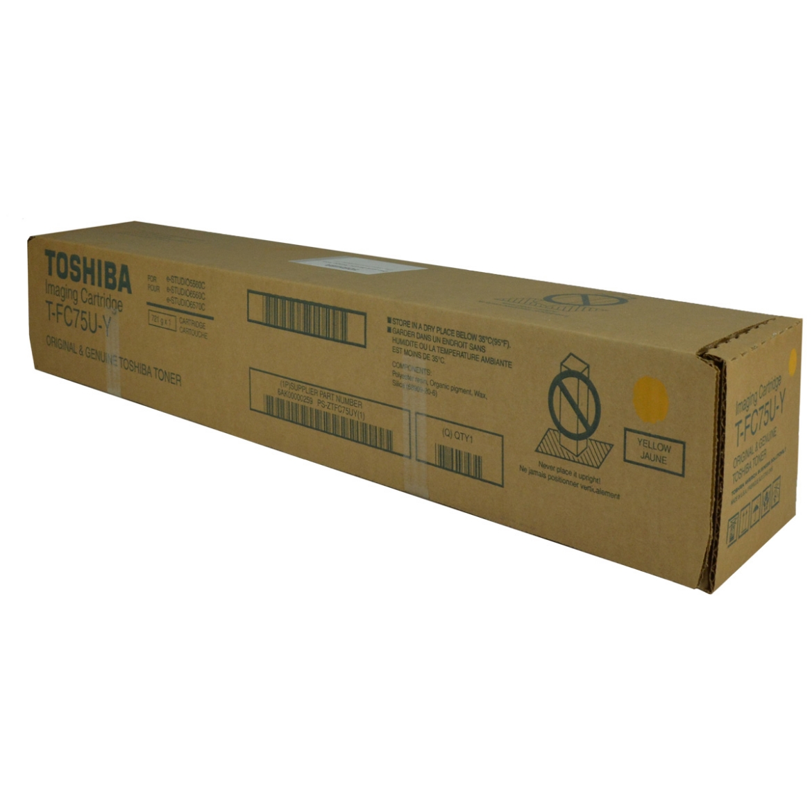 Picture of OEM Toshiba T-FC75U-Y (TFC75UY) Toner Cartridge, Yellow, 29.5K Yield