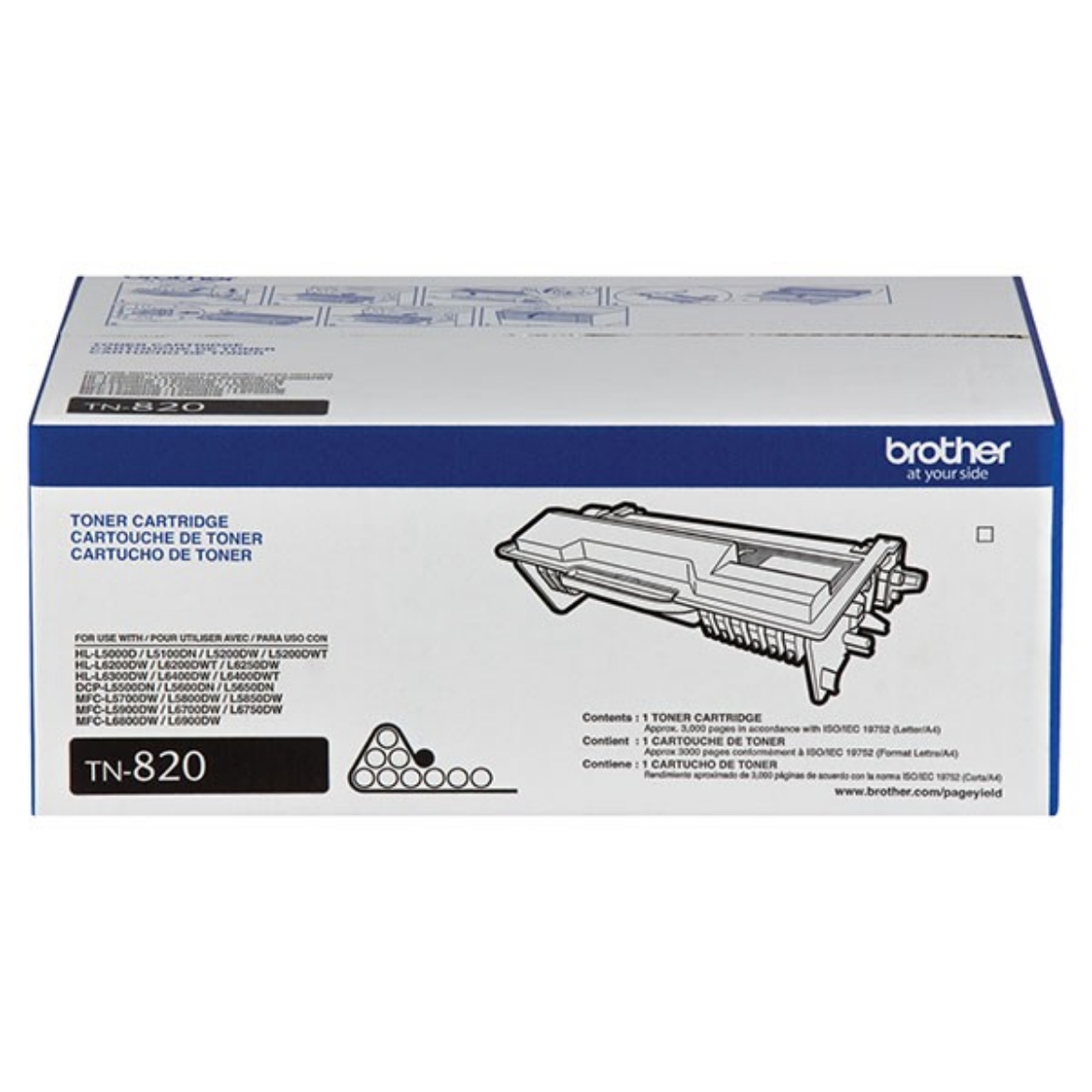 Picture of OEM Brother  (TN820) Toner Cartridge, Black, 3K Yield